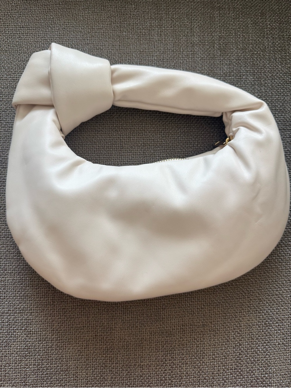 Melie Bianco White Cream Chic Alexandra Knot Top Handle Slouchy Crescent Vegan L
